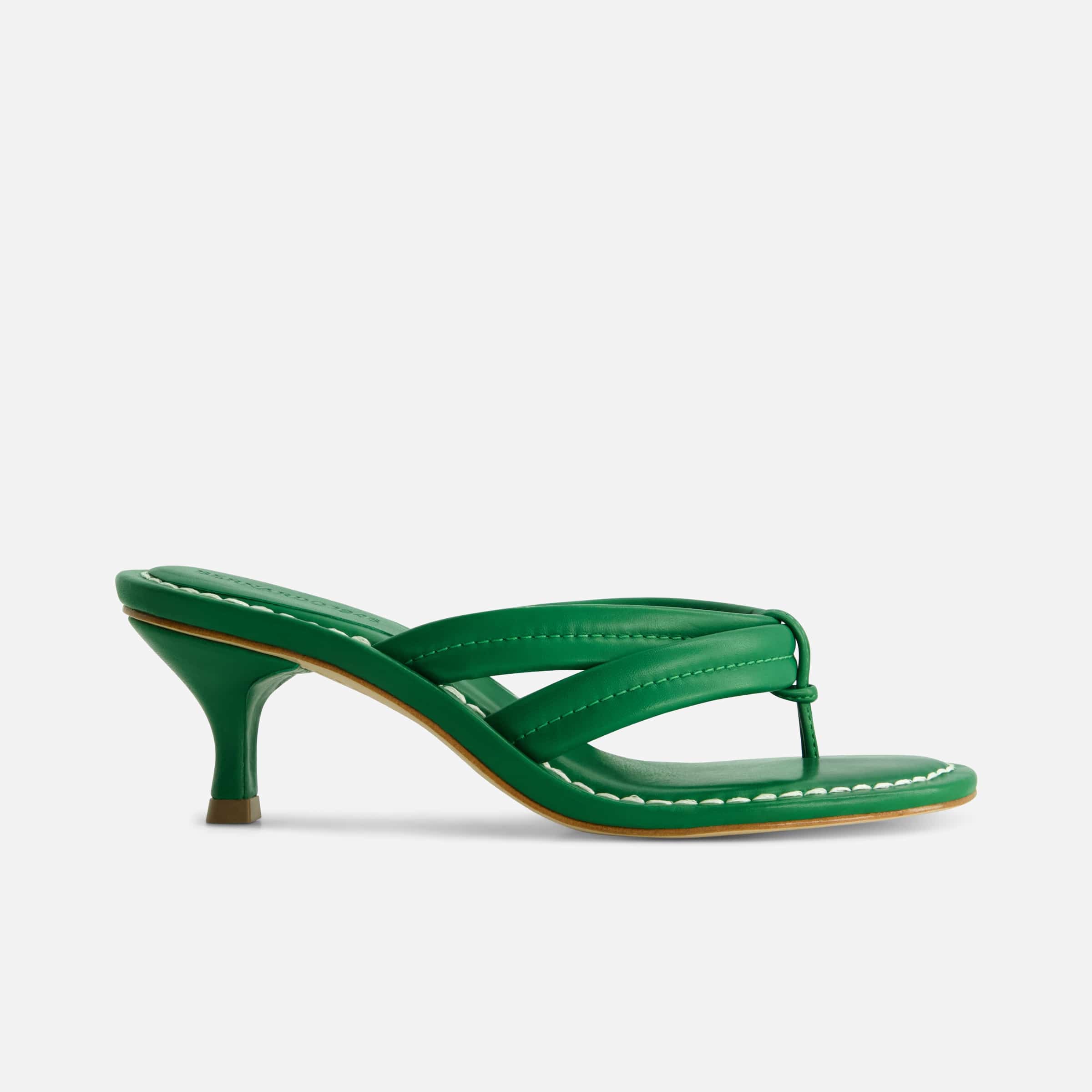Miami 55 Kitten Heel Sandal in Kelly Green Leather – Bernardo 1946