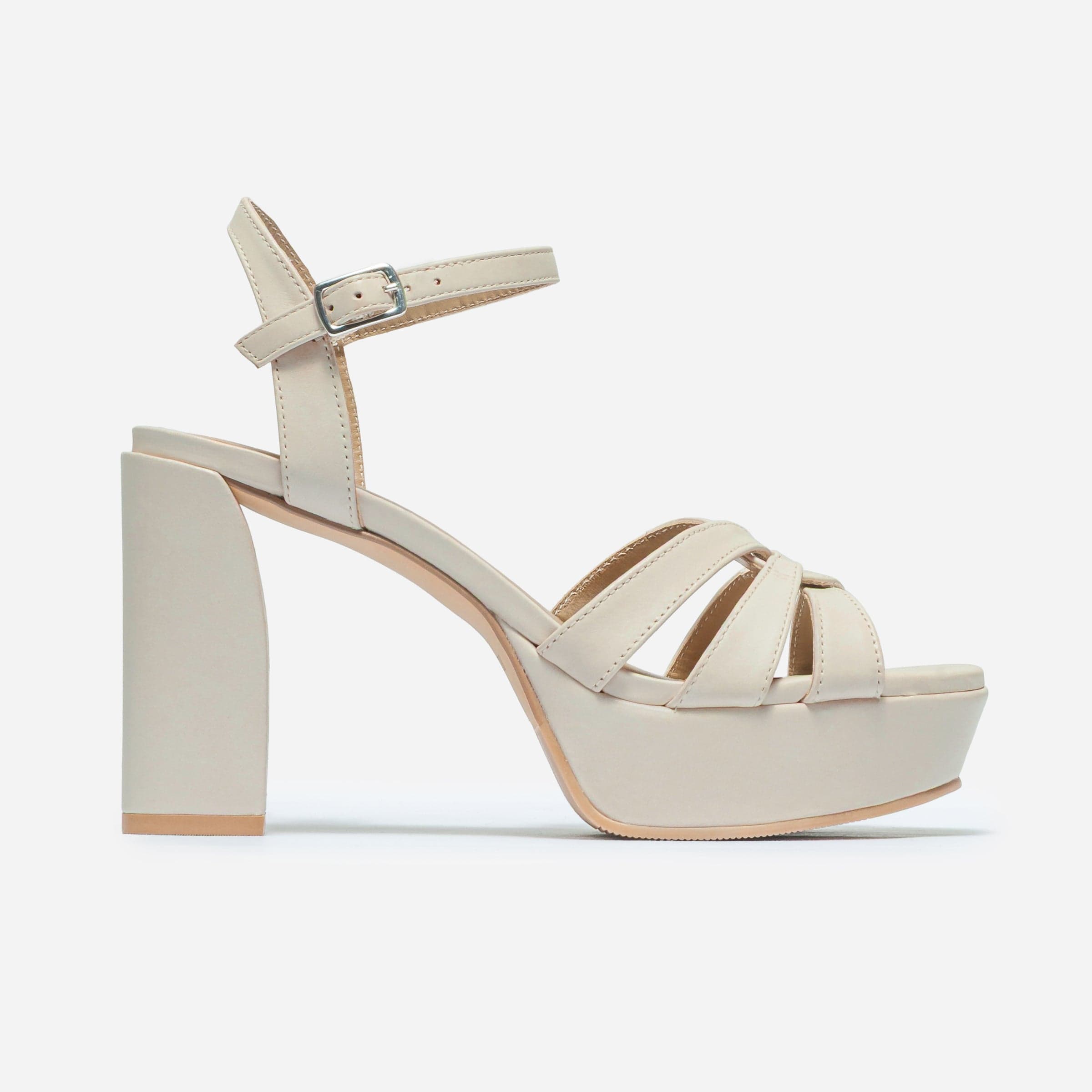 Vittoria Platform Sandal in Eggshell Leather – Bernardo 1946