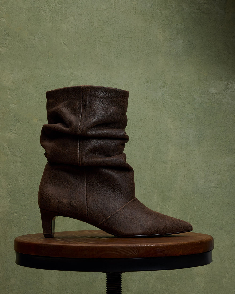Slouchy brown ankle booties