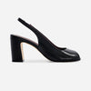 Adell Peep-Toe Slingback - Black Soft Patent