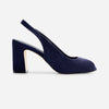 Adell Peep-Toe Slingback - Dark Navy Kid Suede
