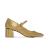 Ancona Mary Jane Heel - Antique Gold Mirror Metallic Calf 