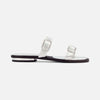 Arta Buckle Sandal - Light Silver Metallic Glove Leather