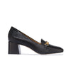 Avery Chain Heeled Loafer - Black Antique Calf 