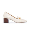 Avery Chain Heeled Loafer - Eggshell Antique Calf 