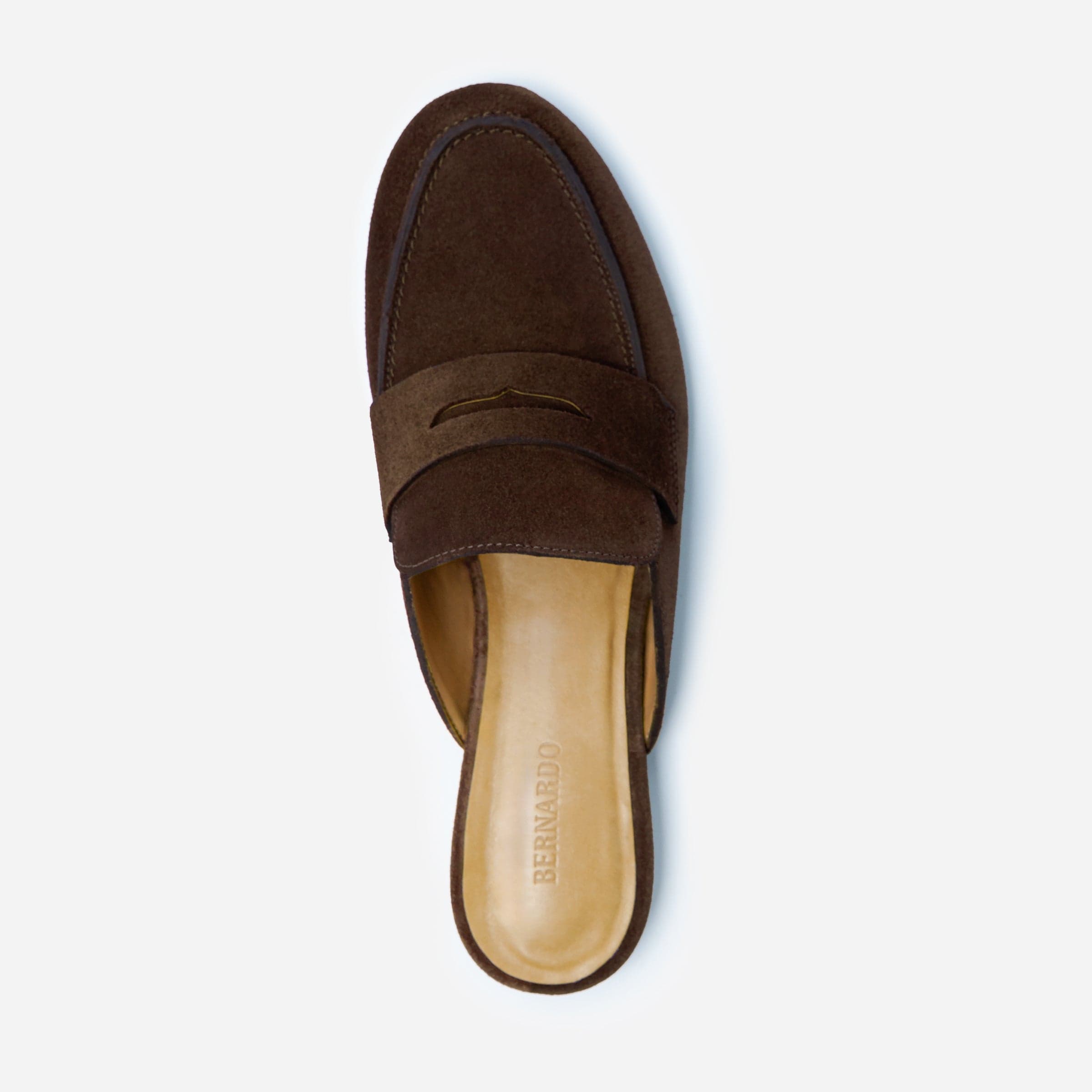 Balda Loafer Mule in Dark Chocolate Suede – Bernardo 1946