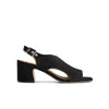 Bedford Mid Heel Sandal - Black Kid Suede 