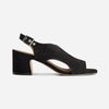 Bedford Mid Heel Sandal - Black Kid Suede 