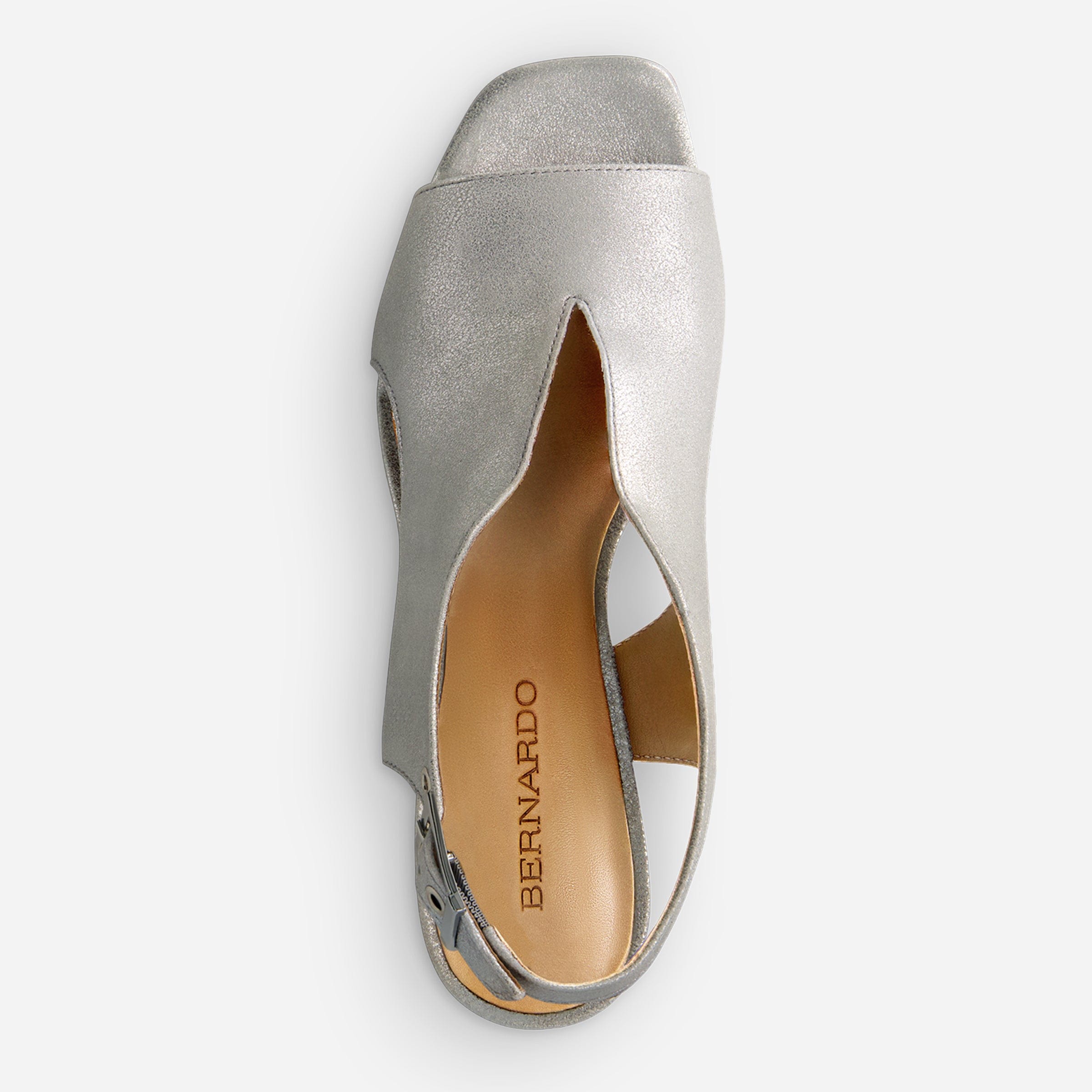 Bedford Mid Heel Sandal In Metallic Suede I Bernardo1946