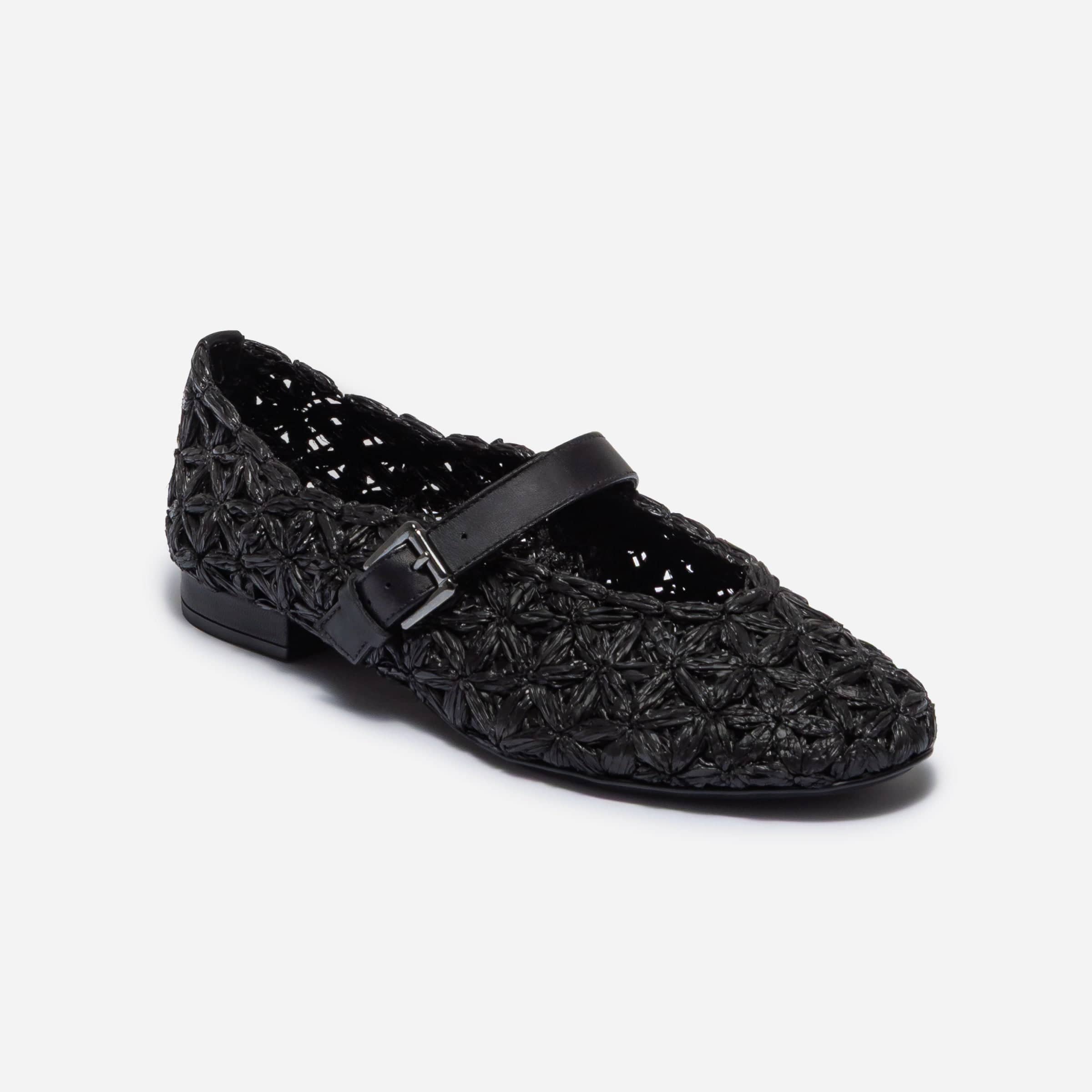 Borden Raffia Ballet Flat in Black Raffia – Bernardo 1946