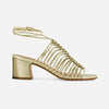 Briga Mid Heel Sandal - Champagne Metallic Glove Leather