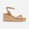 Cairo Raffia Wedge - Light Natural Woven Raffia / Sand Glove
