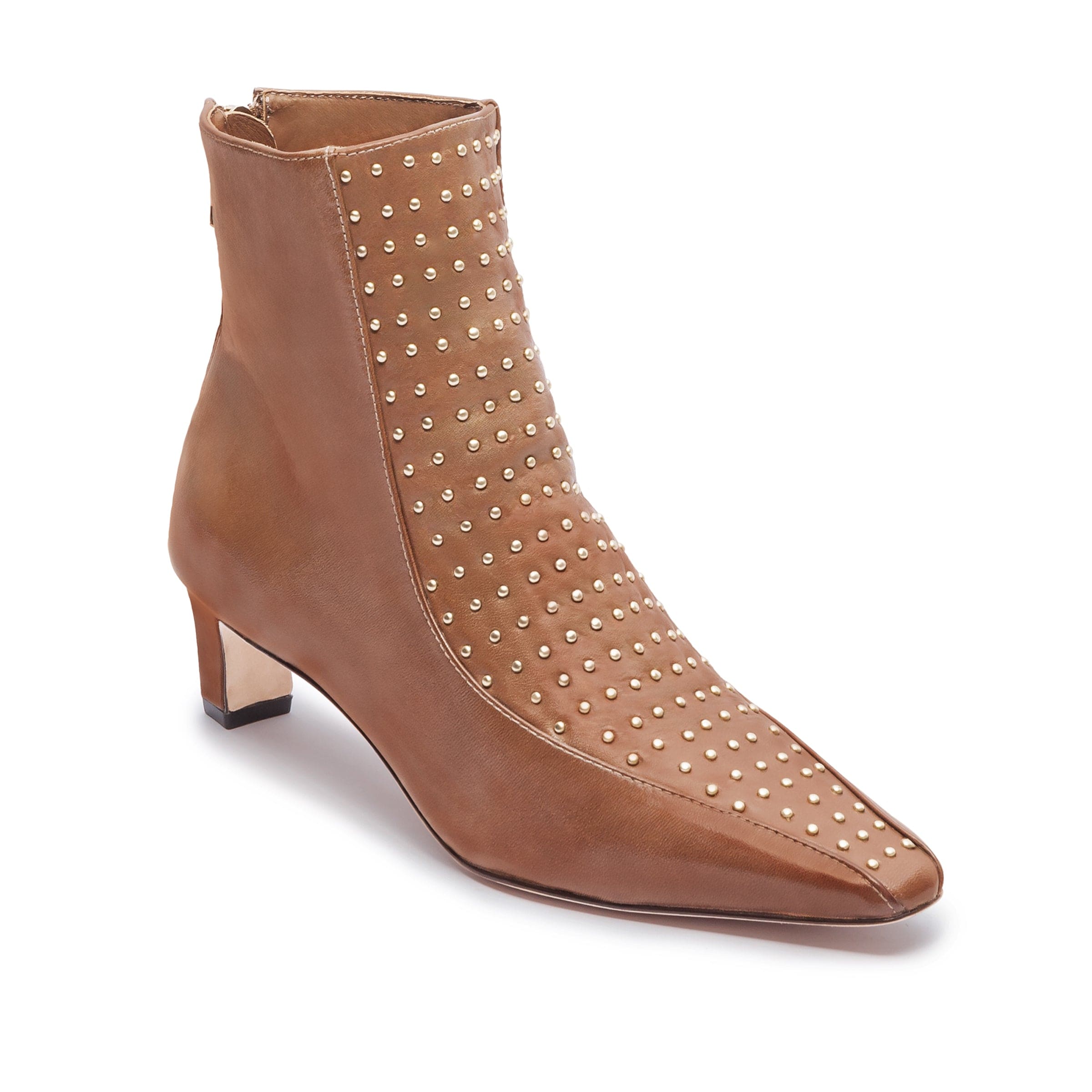 (取寄) ベルナルド レディース エスメ スタッズ Bernardo women Esme Studs Almond Esme Studded Ankle Boot in Almond Leather – Bernardo 1946