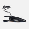 Geneva Tie-Up Flat - Black Antique Calf