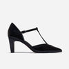 Gianna T-Strap Pump - Black Crinkle Gloss Leather