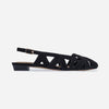 Glinda Slingback Flat - Black Kid Suede