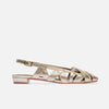 Glinda Slingback Flat - Distressed Platinum Metallic Antique Calf