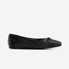 Gwynn Woven Ballet Flat - Black Glove Leather