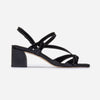Gyoda Mid Heel Sandal - Black Crinkle Gloss Leather