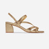 Gyoda Mid Heel Sandal - Gold Metallic Glove Leather