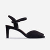 Hartley Peep-Toe Sandal - Black Kid Suede