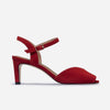 Hartley Peep-Toe Sandal - Dark Red Kid Suede