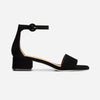 Jalena Low Heeled Sandal - Black Kid Suede