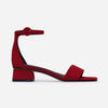 Jalena Low Heeled Sandal - Dark Red Kid Suede