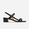 Jinji Low Heel Sandal - Black Antique Calf