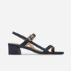 Jinji Low Heel Sandal - Dark Navy Antique Calf
