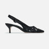 Madinah Slingback Pump - Black Embroidered Mesh