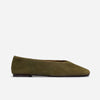 Meredith Ballet Flat - Dark Olive Split Suede