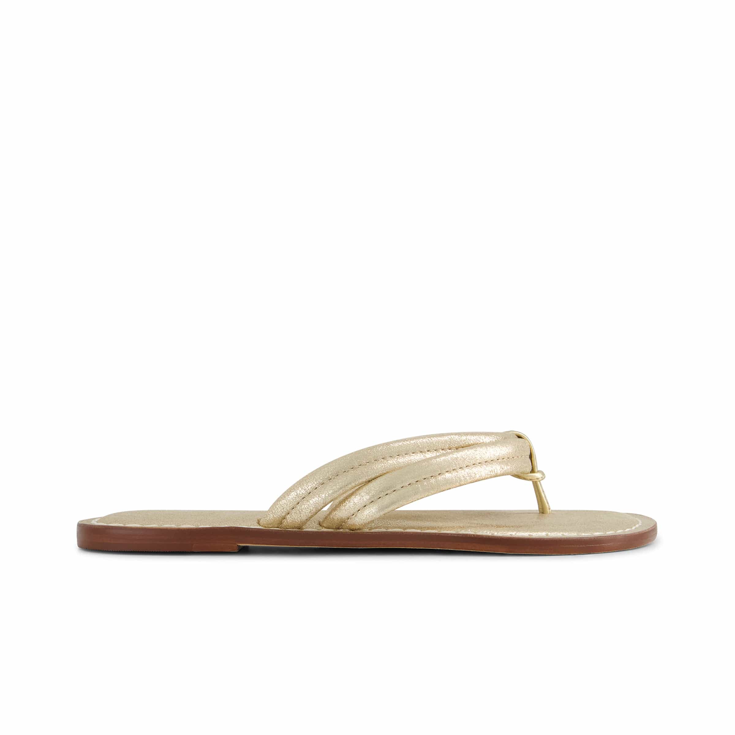 Gold fashion leather flip flops