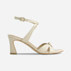 Neera Mid Heel Sandal - Eggshell Antique Calf