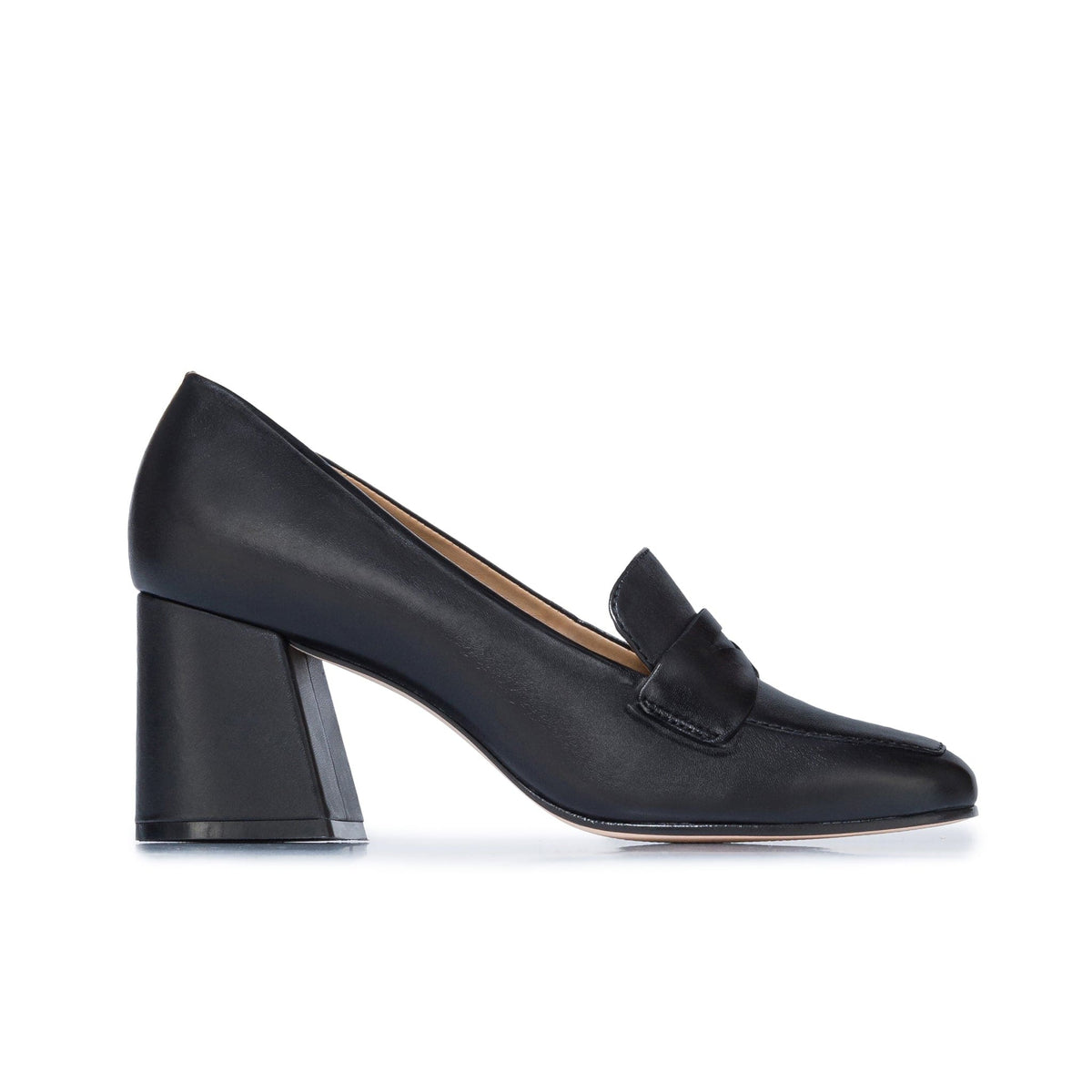 black low heel dress shoes for women Bernardo Women's Nessa Block Heel Loafers - Black