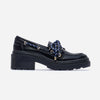 Nico Boat Shoe - Black Crinkle Gloss Leather
