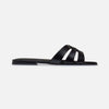 Oxford Woven Sandal - Black Pull Up Calf
