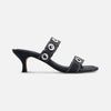 Patra Eyelet Heel Sandal - Black Glove Leather