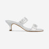 Patra Eyelet Heel Sandal - Light Silver Metallic Glove Leather