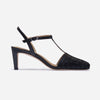 Peoria T-Strap Heel Sandal - Black Glove Leather