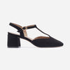 Romi T-Strap Pump - Black Kid Suede