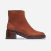 Tess Zip Front Ankle Boot - Cognac Pull Up Calf
