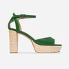 Valeria Platform Sandal - Kelly Green Antique Calf / Raffia