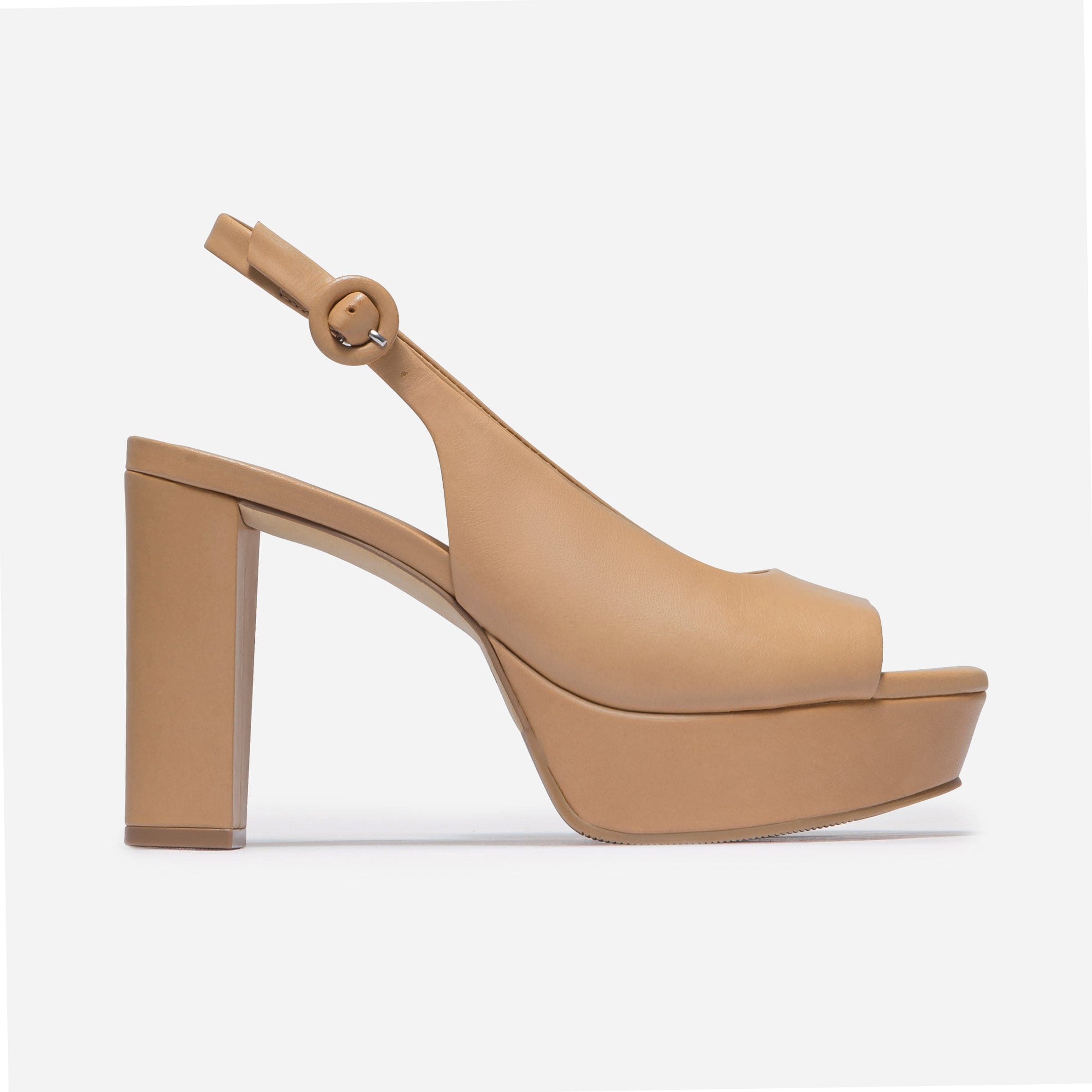 Vega Peep-Toe Platform Heels in Dune – Bernardo 1946