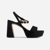 Ventura Platform Sandal - Black Kid Suede 