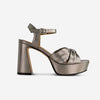 Veronika Platform Sandal - Gunmetal Metallic Glove Leather 