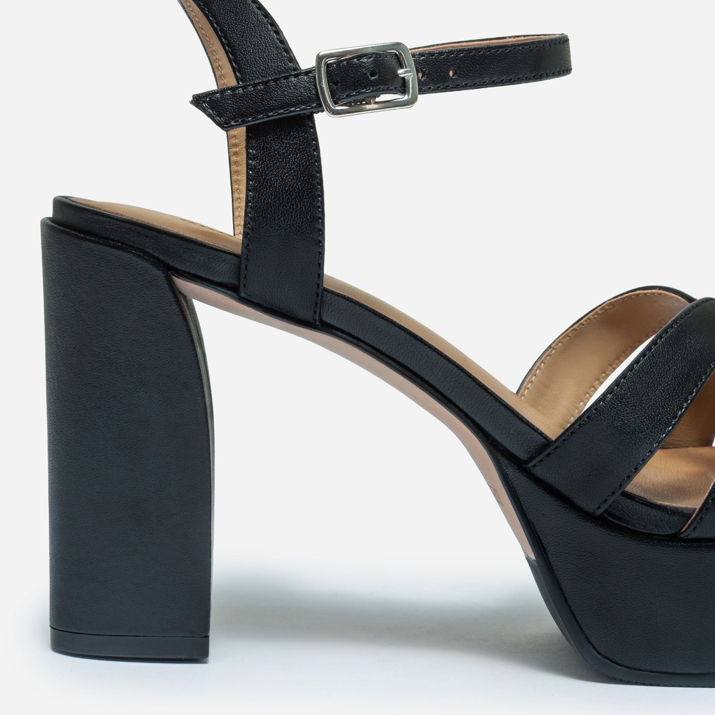 Vittoria Platform Sandal in Black Leather – Bernardo 1946