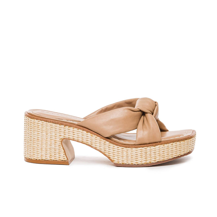 Jolie Raffia Mid Heel Platform Mule