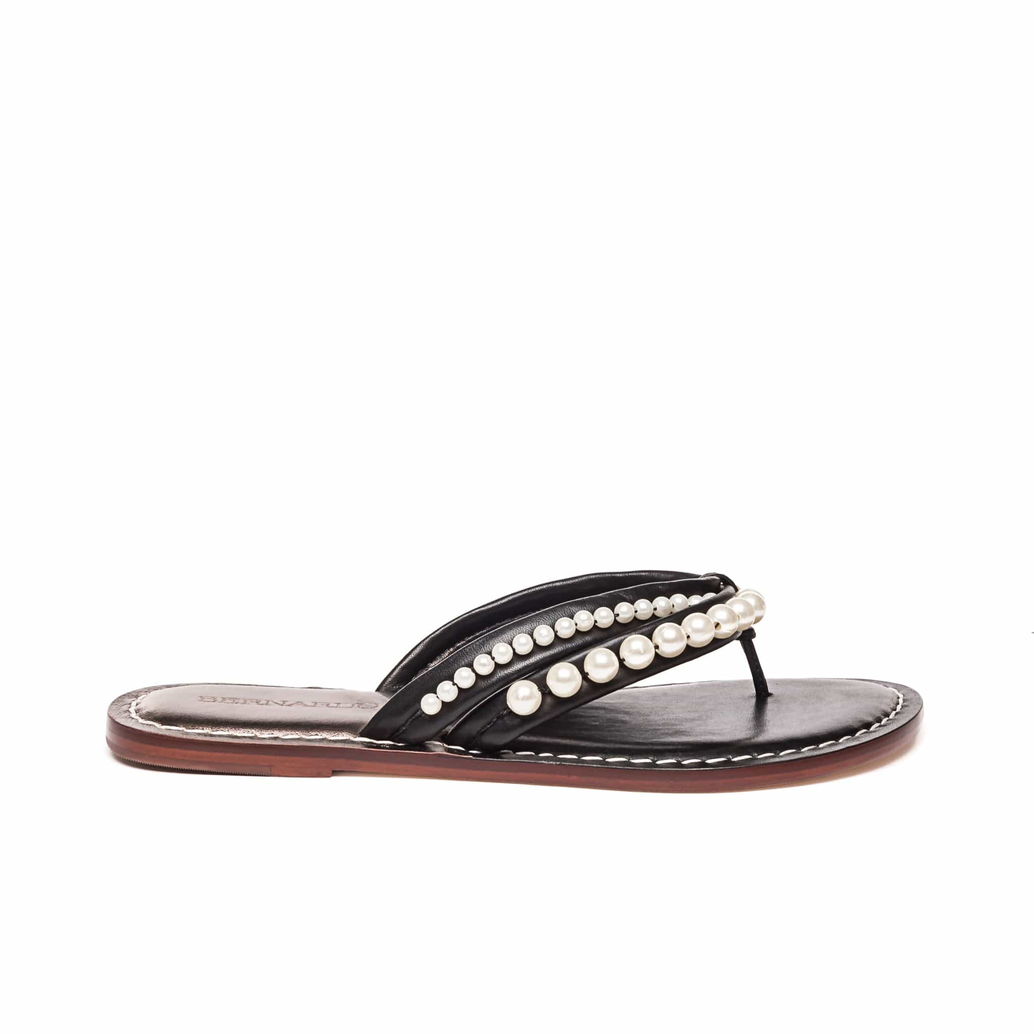 Flip-Flop Sandal in Black and Graphite Leather – Bernardo 1946